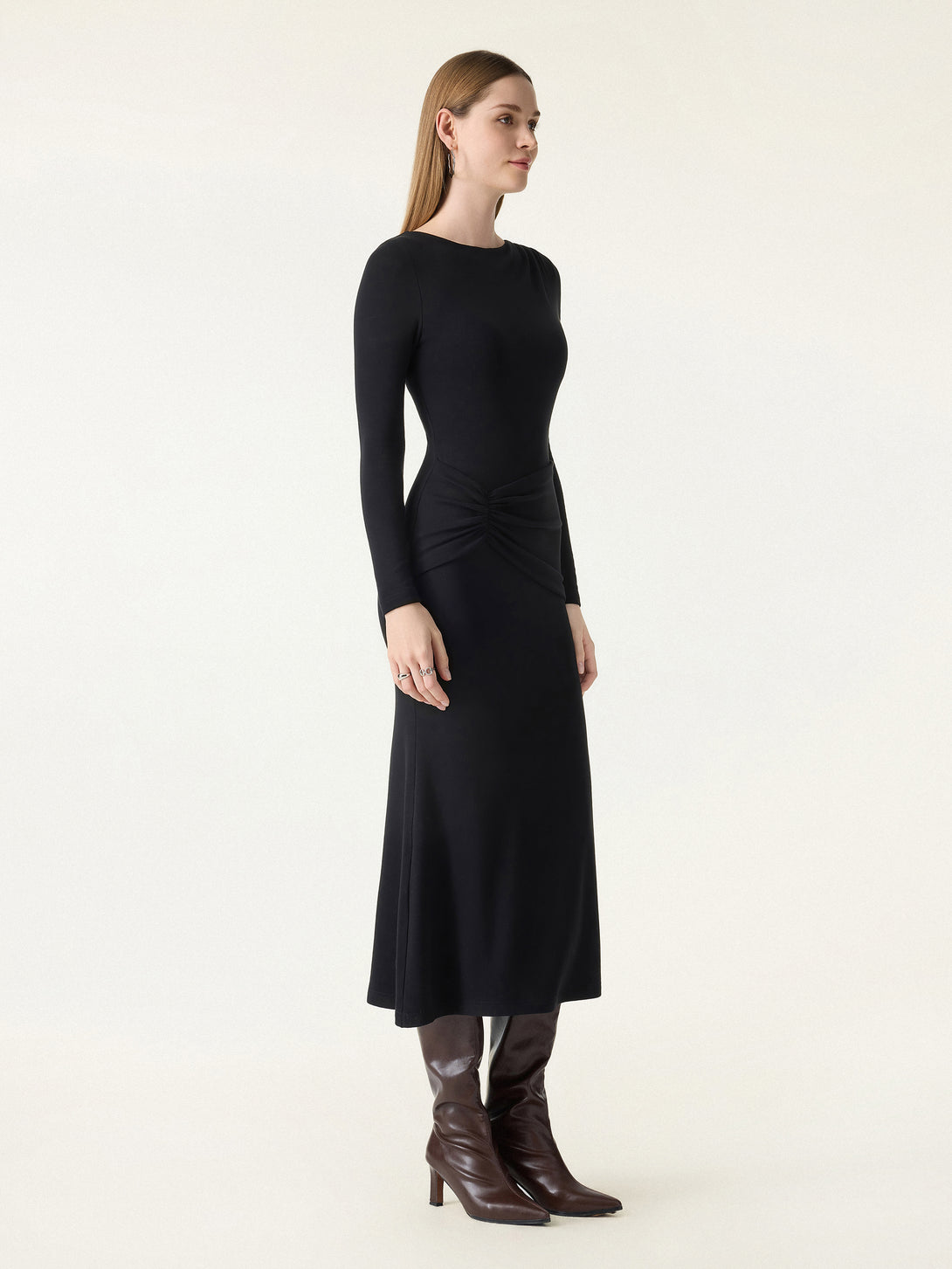 ProWarm Boatneck Gathered Waist Midi Brami Dress