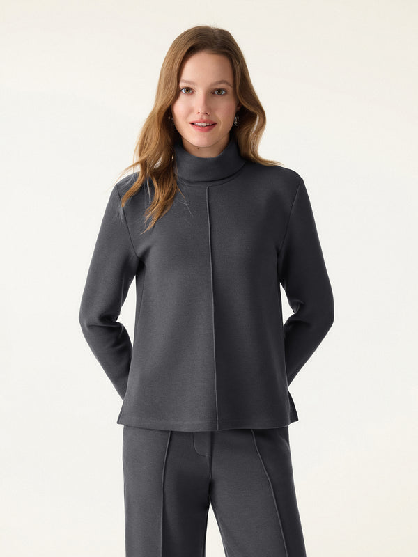 OGLmove FuzzLuxe Turtleneck Long Sleeve Top Deep Grey XXS