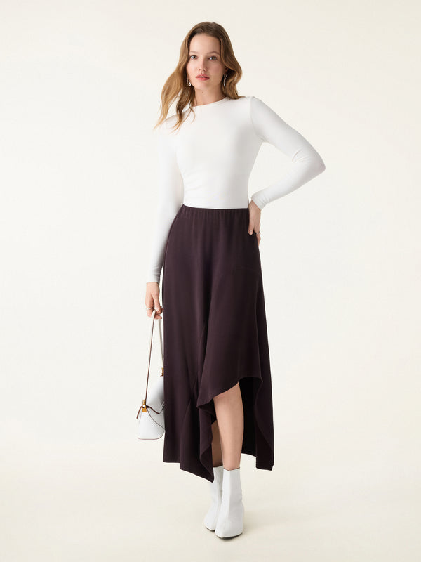 Flowy A-line Asymmetrical Midi Skirt