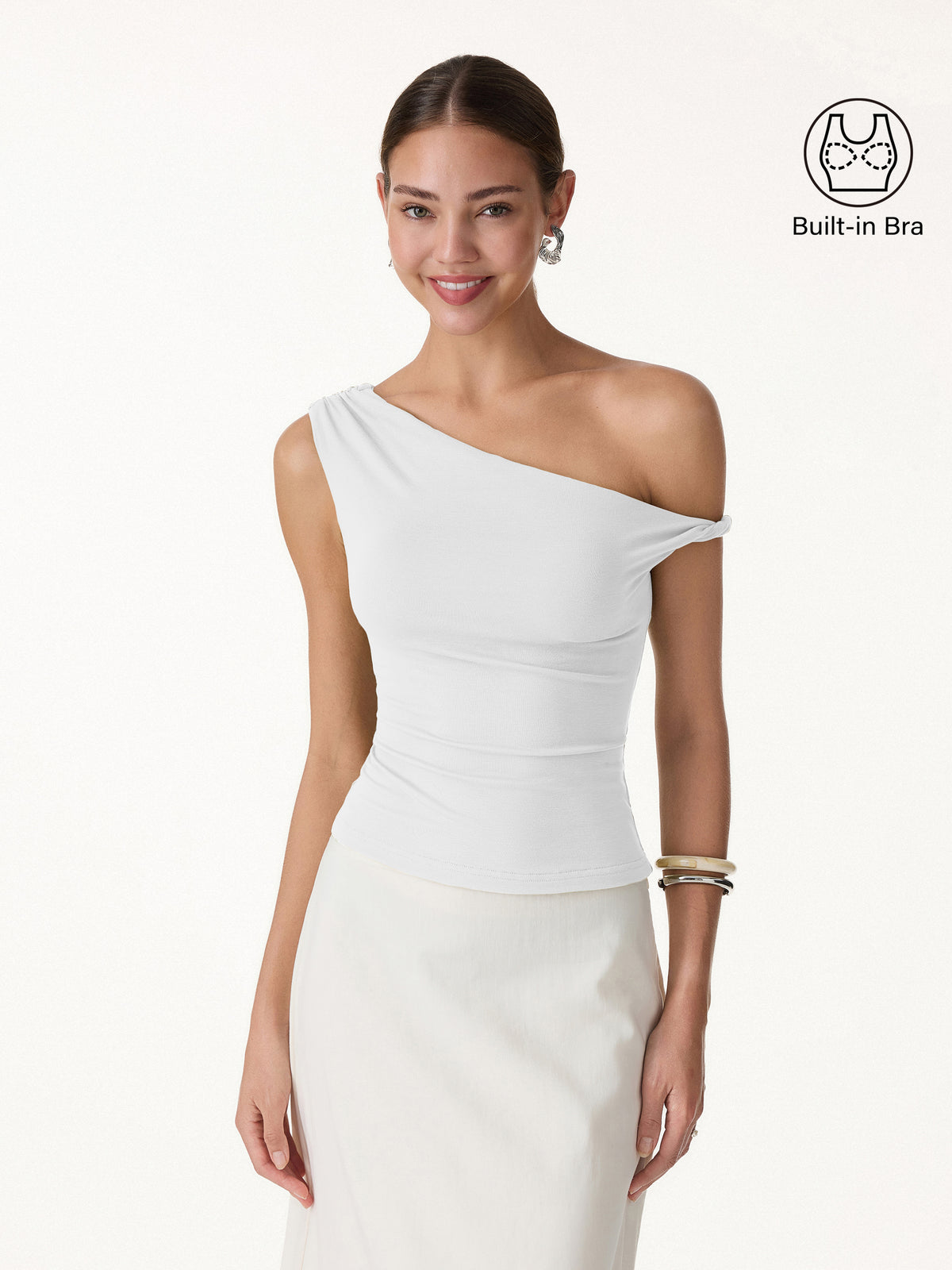 CoolTouch Asymmetrical Shoulder Bra Top