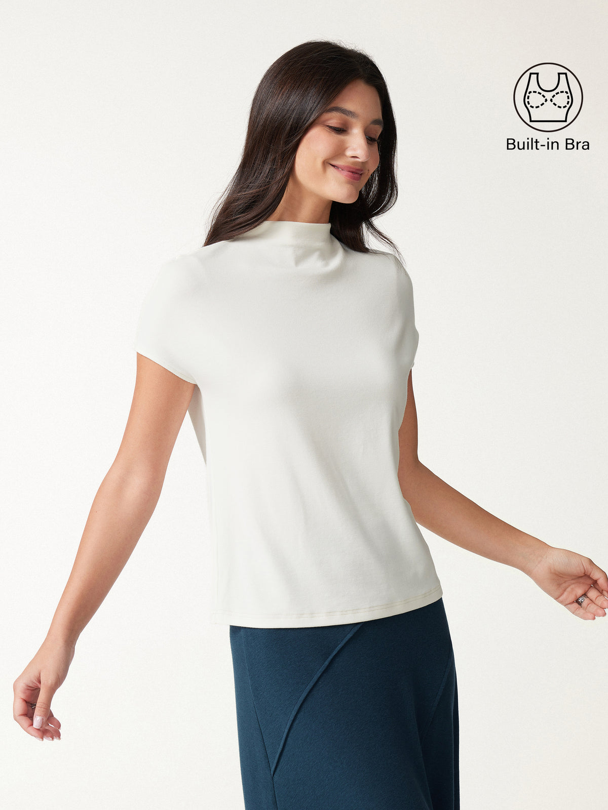 Eco Mousse® Mock Neck Short Sleeve Bra Top