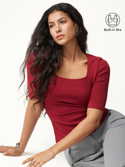 OGLmove Eco-Mousse® Elbow Sleeve Bra Top Retro Red XXS