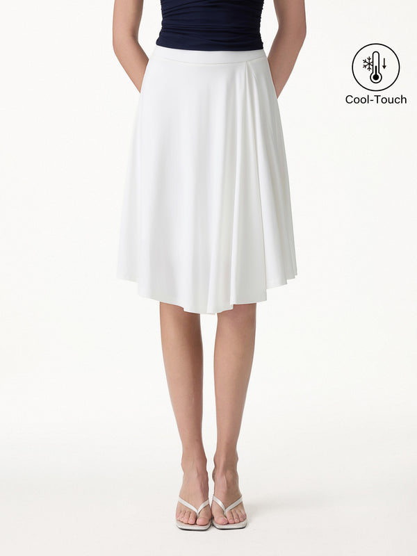 OGLmove CoolTouch Ponte Midi Circle Skirt White XS