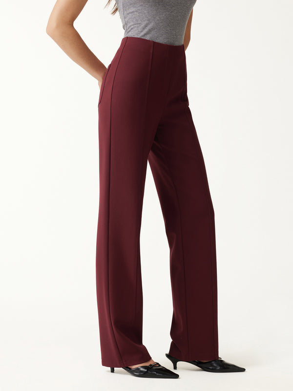 OGLmove Ponte High-Rise Straight-Leg Pants with Pockets Regular Crimson Red