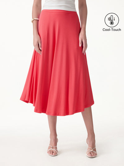 OGLmove CoolTouch Midi Circle Flare Skirt with Pockets Teaberry Red XS