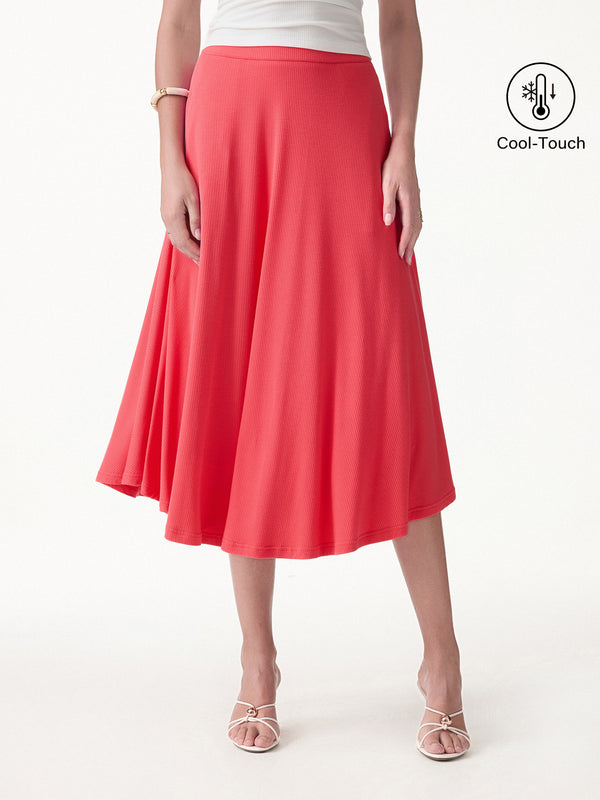 OGLmove CoolTouch Midi Circle Flare Skirt with Pockets Teaberry Red XS
