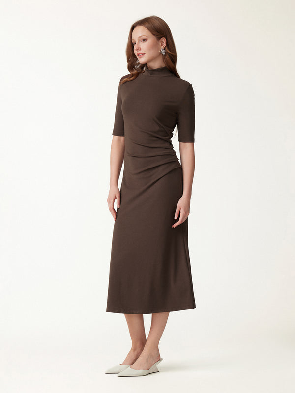 elbow sleeve midi dress OGL Mockneck Length Tucked – OGLmove WWSK3L8 Color:Baby pink Long Sleeve Button Down global-season_l1-AW23