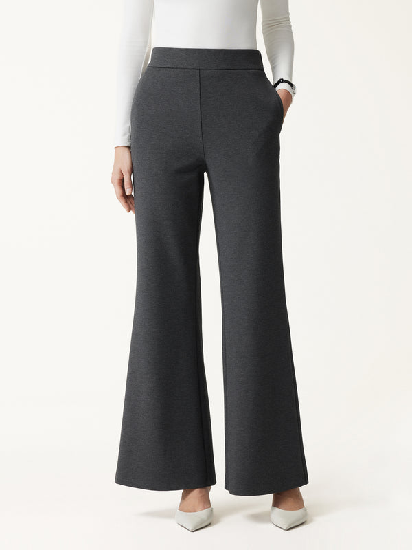 OGLmove Ponte High-Rise Wide-Leg Pants with Pockets Regular Heather Black Grey