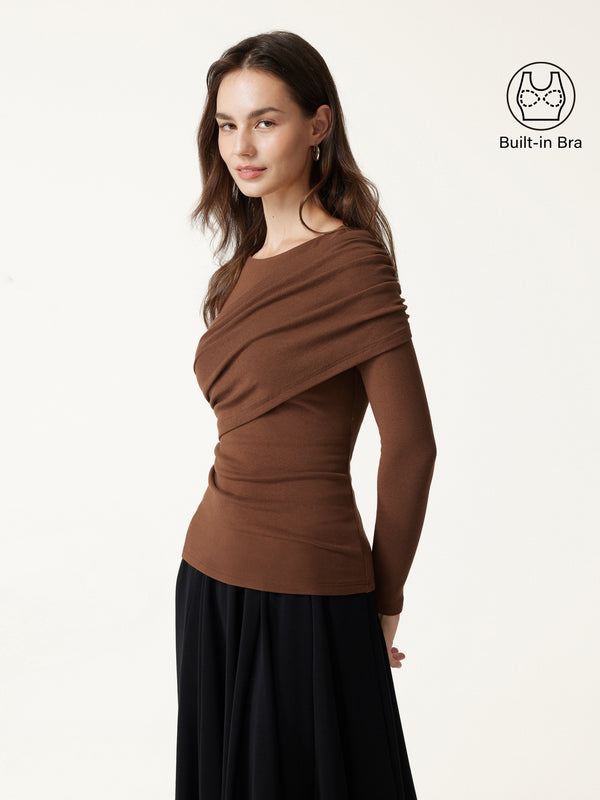 Eco-Mousse® Boatneck Ruched Overlap Bra Top