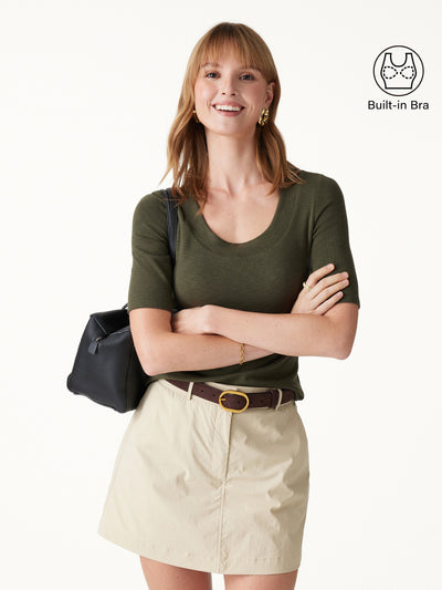 OGLmove Eco-Mousse® Slub U-Neck Bra Top Dark Olive Green XXS