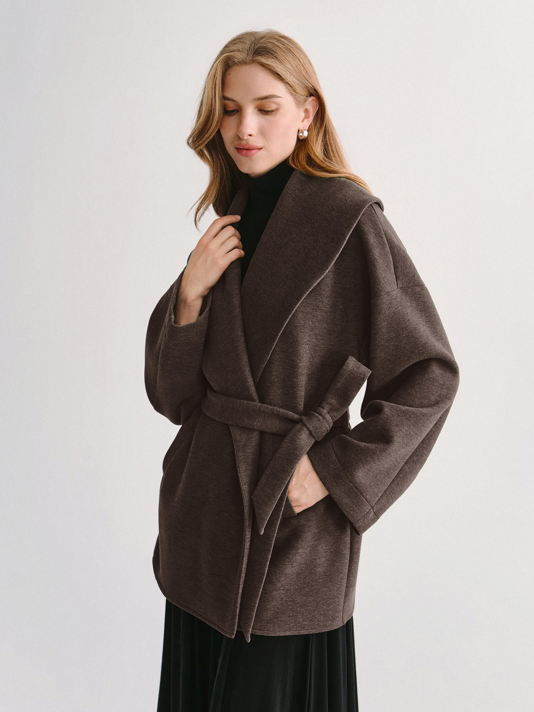 OGL Belted Shawl Collar Robe Jacket with Pockets – OGLmove