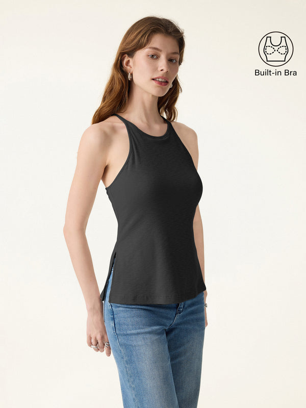 OGLmove Stretch Cotton Side Slit Everyday Bra Tank