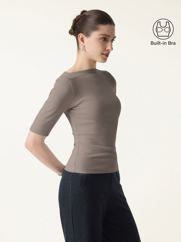 Cotton Viscose Slash Neck 3/4 Sleeves Brami Moon Rock XS