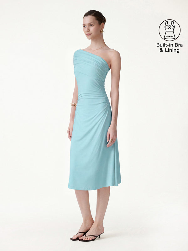 Casual Going Out Slim Fit Light Pink/XS Midi Dresses Fitted Sleeves Short Sleeves One Shoulder Women Dresses OGLmove Casual Going Out Slim Fit Light Pink/XS Midi Dresses Fitted Sleeves Short Sleeves One Shoulder Women Dresses OGLmove