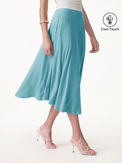 OGLmove CoolTouch Midi Circle Flare Skirt with Pockets Iced Aqua Blue XS
