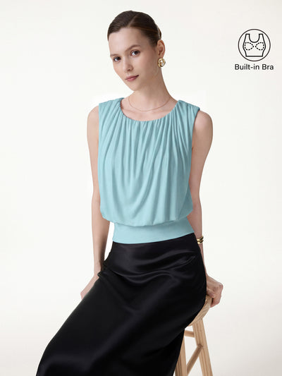 OGLmove Gathered Sleeveless Bra Top Sea Corn XS