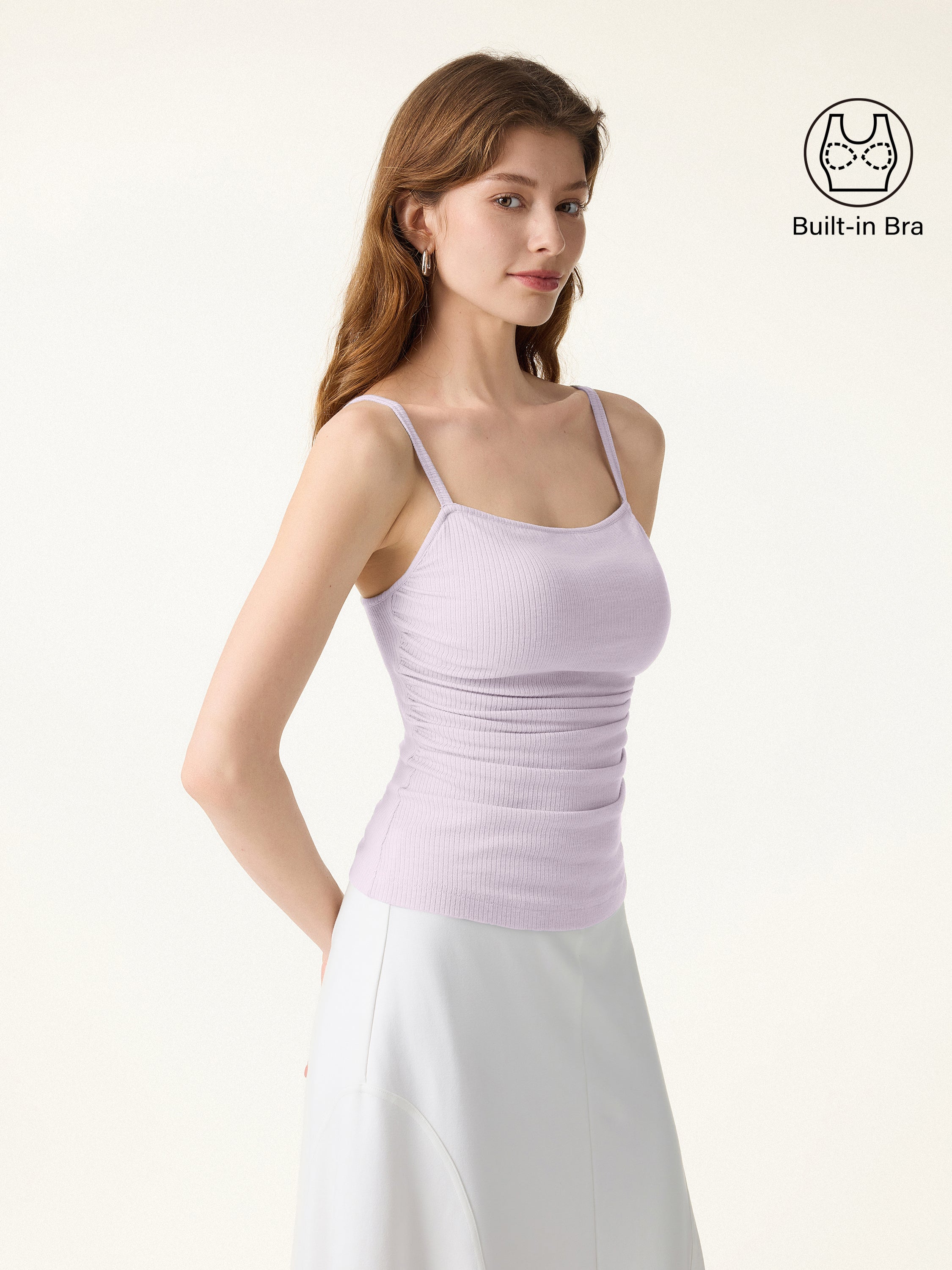 Soft Textured Adjustable Spaghetti Bra Tank