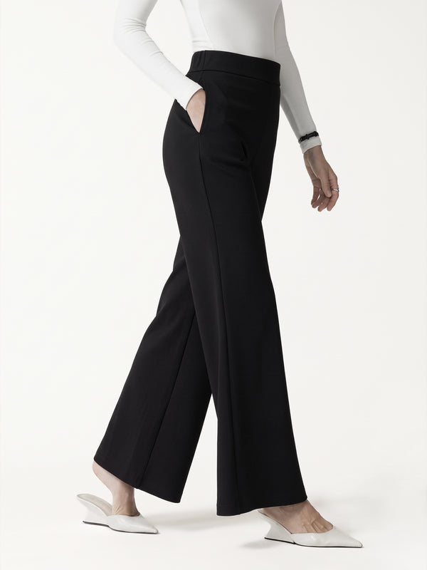 Ponte High-Rise Wide-Leg Pants with Pockets
