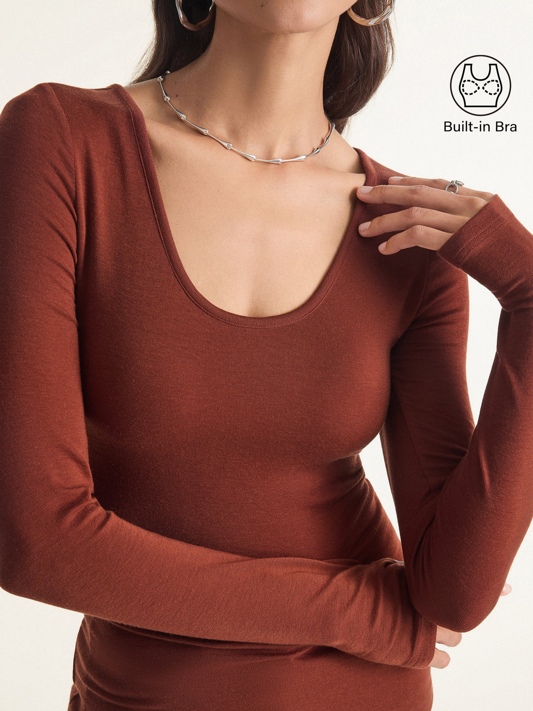 Lyocell Cashmere Scoop Neck Thumbhole Brami
