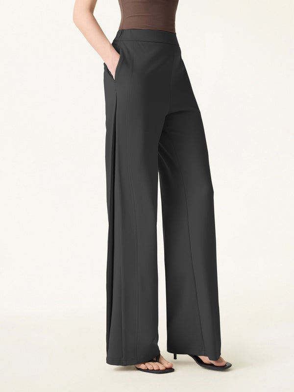 OGLmove Drapey Mid Rise Wide Leg Pull-on Pant with Pockets Black XS