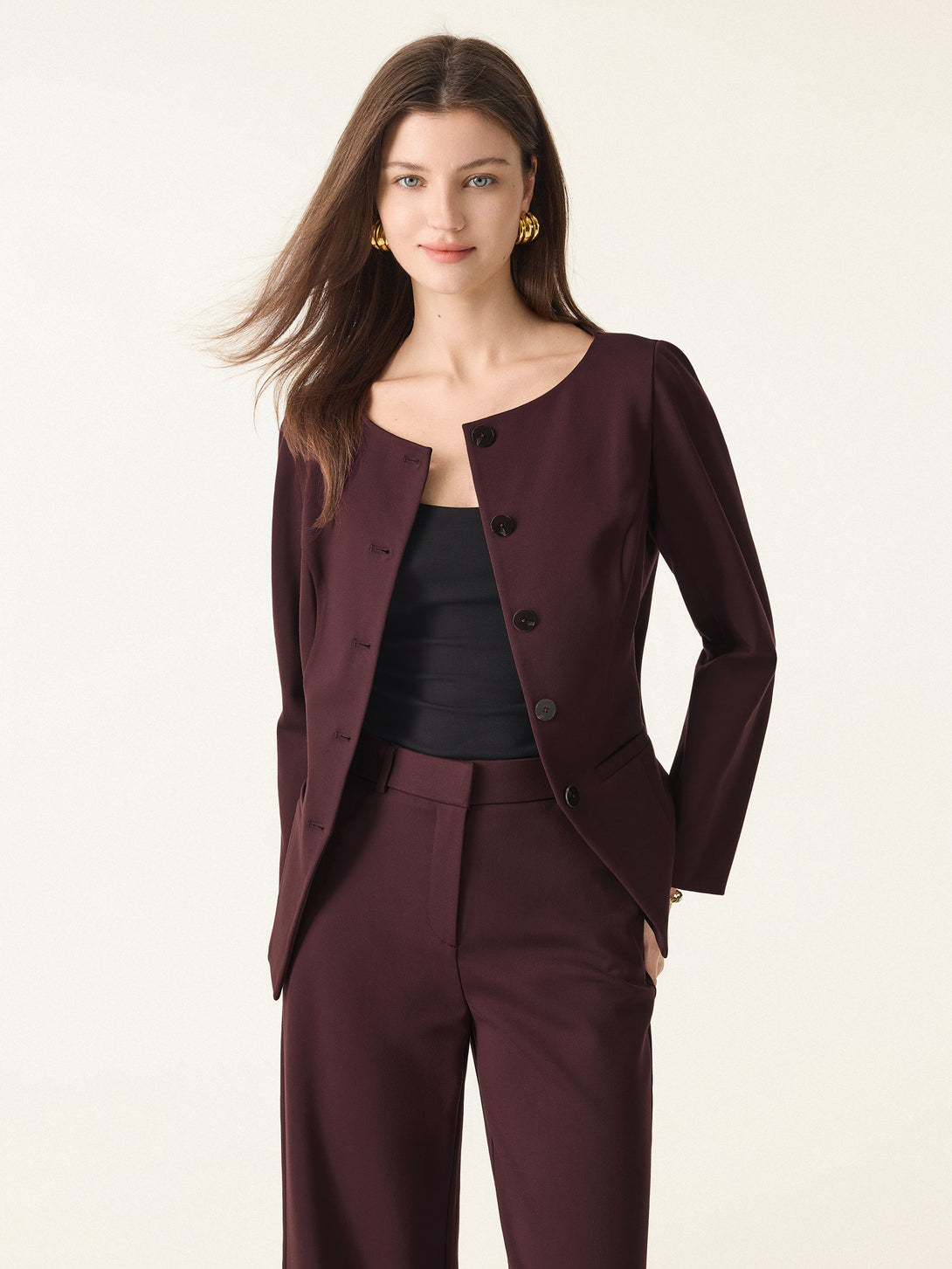 Empower Stretch Boatneck Blazer Dark Berry XS