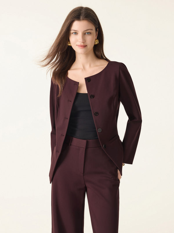 Empower Stretch Boatneck Blazer Dark Berry XS