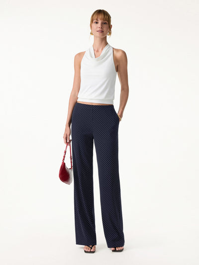 OGLmove Stretch Cotton Polka Dot Wide Leg Pull-On Pant with Pockets Limited Edition