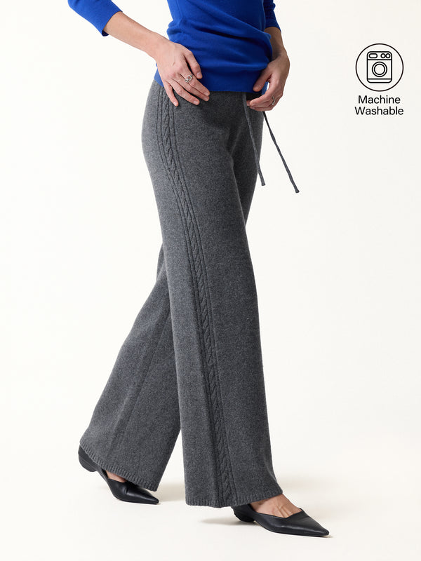 Merino-Blend Drawstring Wide-Leg Knit Pants