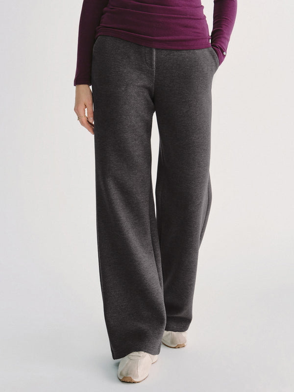 FuzzLuxe Mid-Rise Straight-Leg Pants with Pockets