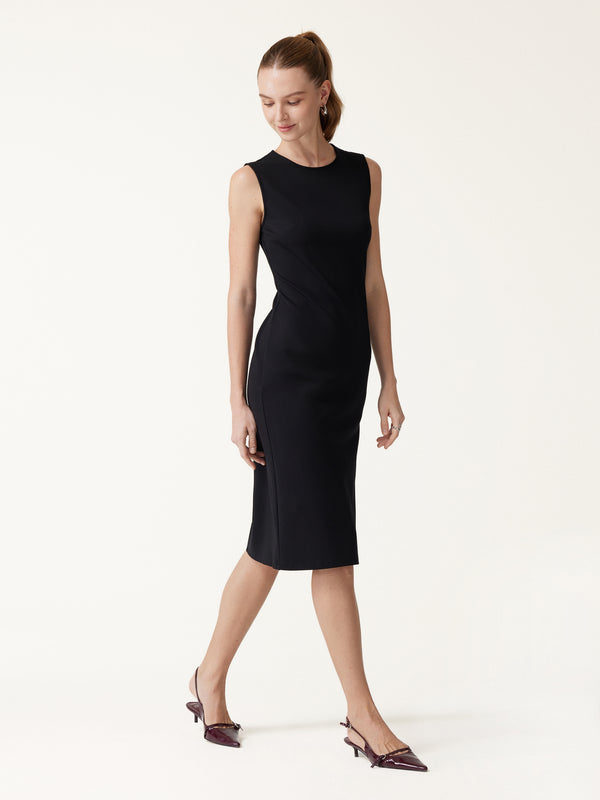Ponte Round Neck Column Midi Dress