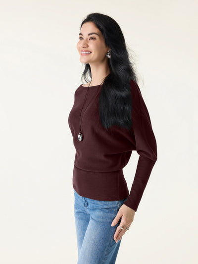 MaxWarm Boatneck Top with Asymmetrical Hem Ruby Red XS