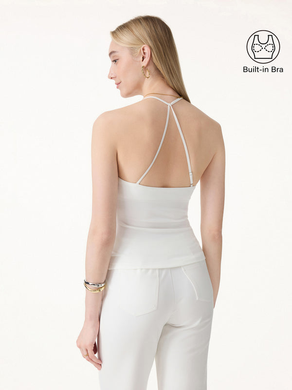 OGLmove Square Neck Spaghetti Bra Tank White XS