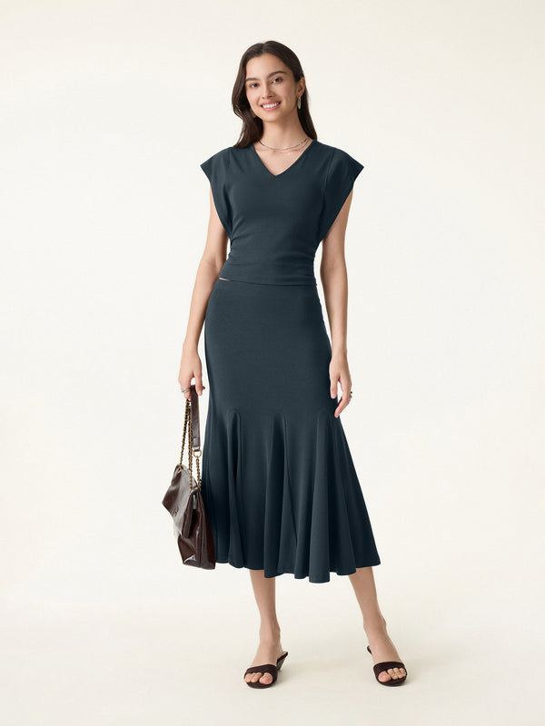 Casual Going Out Fitted Black Navy/matching Set L/S Bundles Short Sleeves V-neck Low Rise Women Bundles&Sets OGLmove