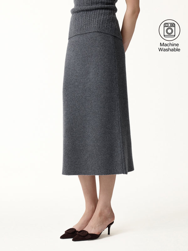 The Everyday Textured Merino-Blend Knit Skirt