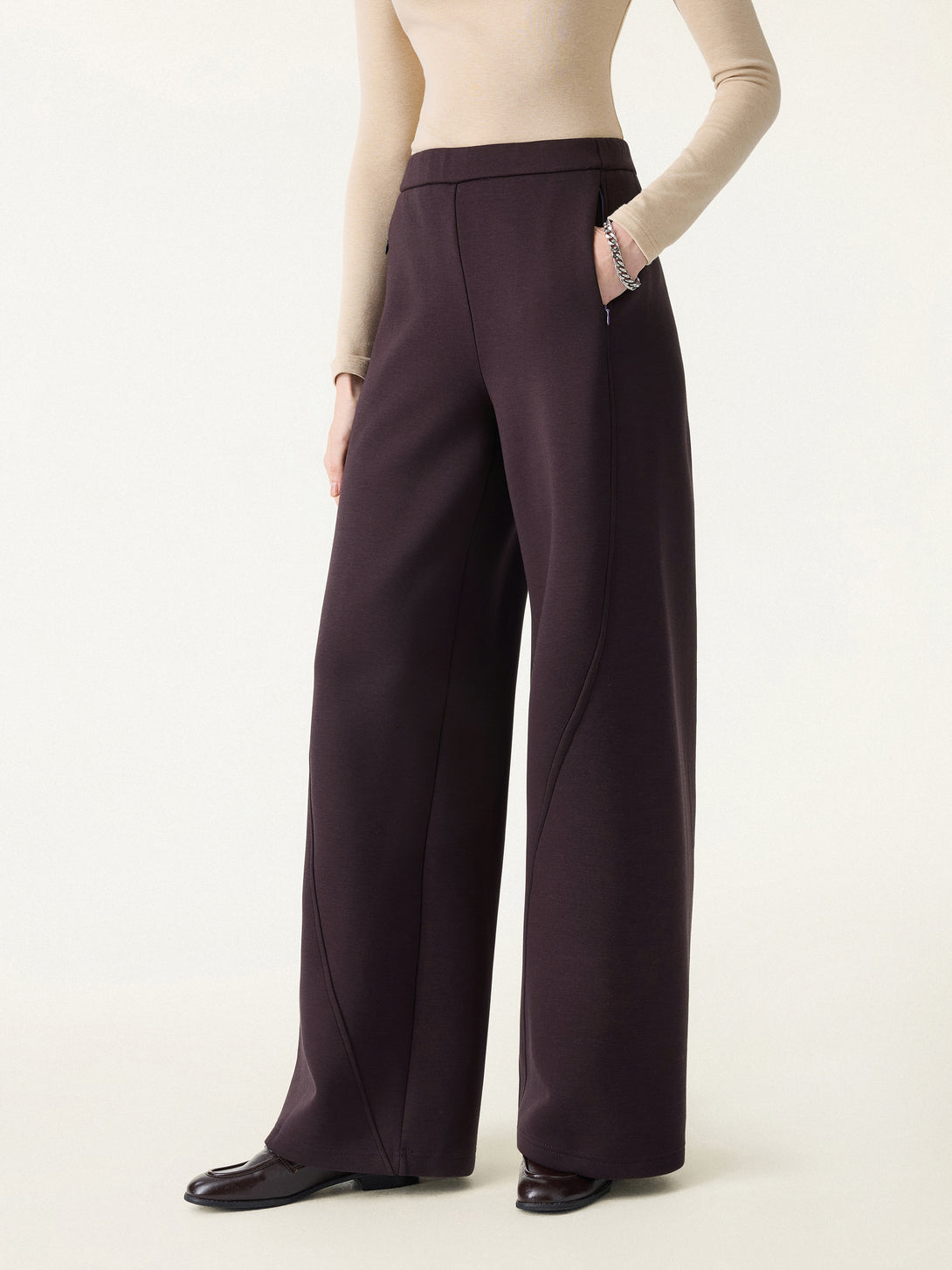 DoubleWarm High Rise Wide Leg Pull-on Pants with Pockets