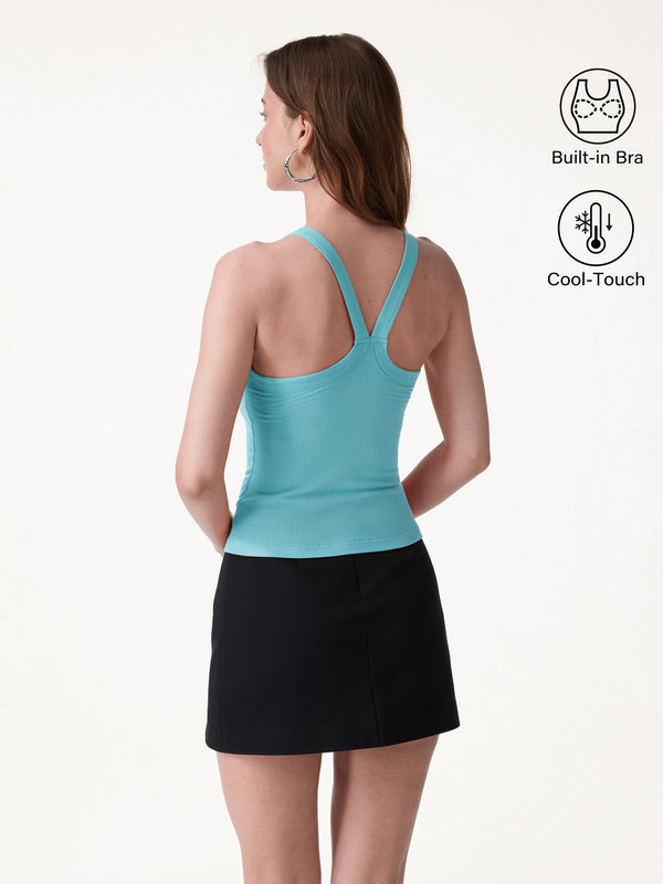 OGLmove CoolTouch Scoop Neck Racer Back Brami Iced Aqua Blue XS