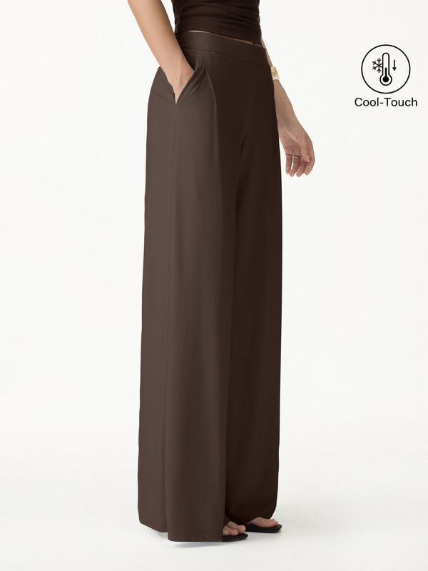 OGLmove Ponte Mid Rise Wide Leg Pants with Pockets