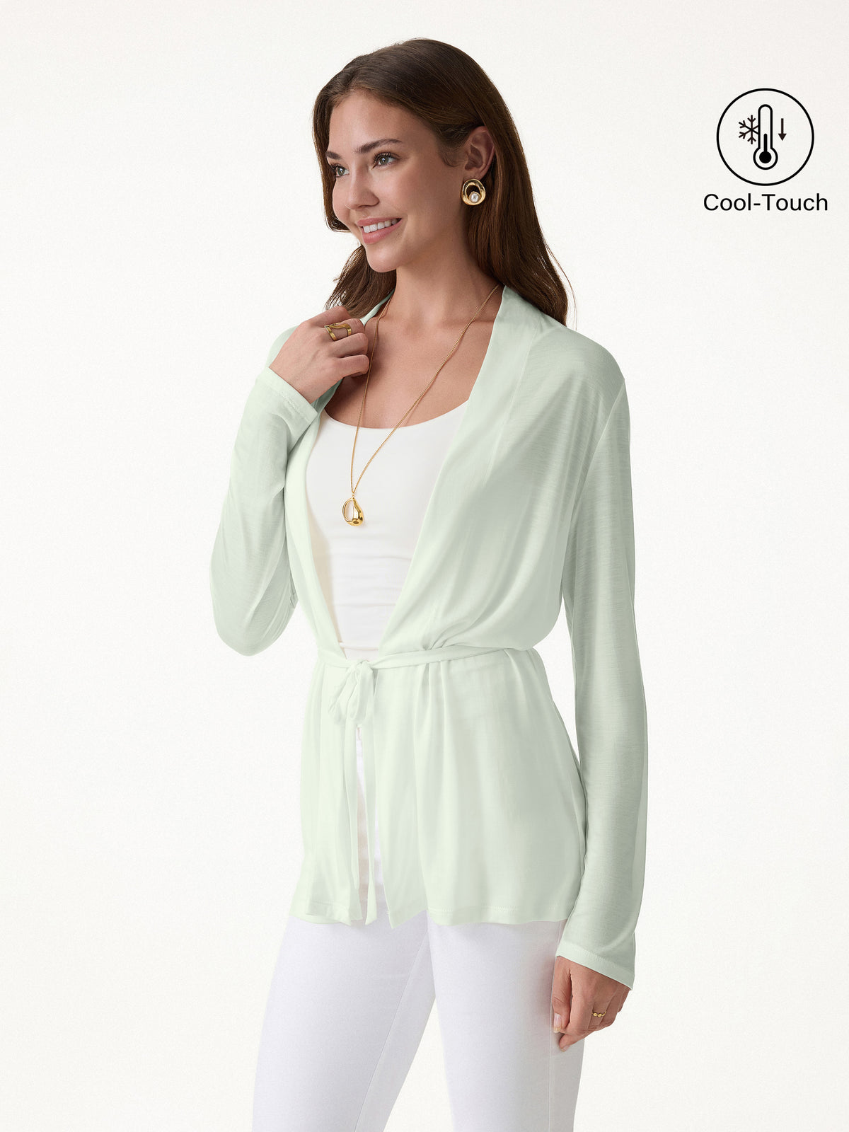 Airy Soft Open Front Cardigan Tie