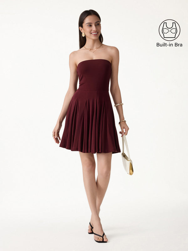 OGLmove Bandeau Godet Circle Flare Mini Bra Dress