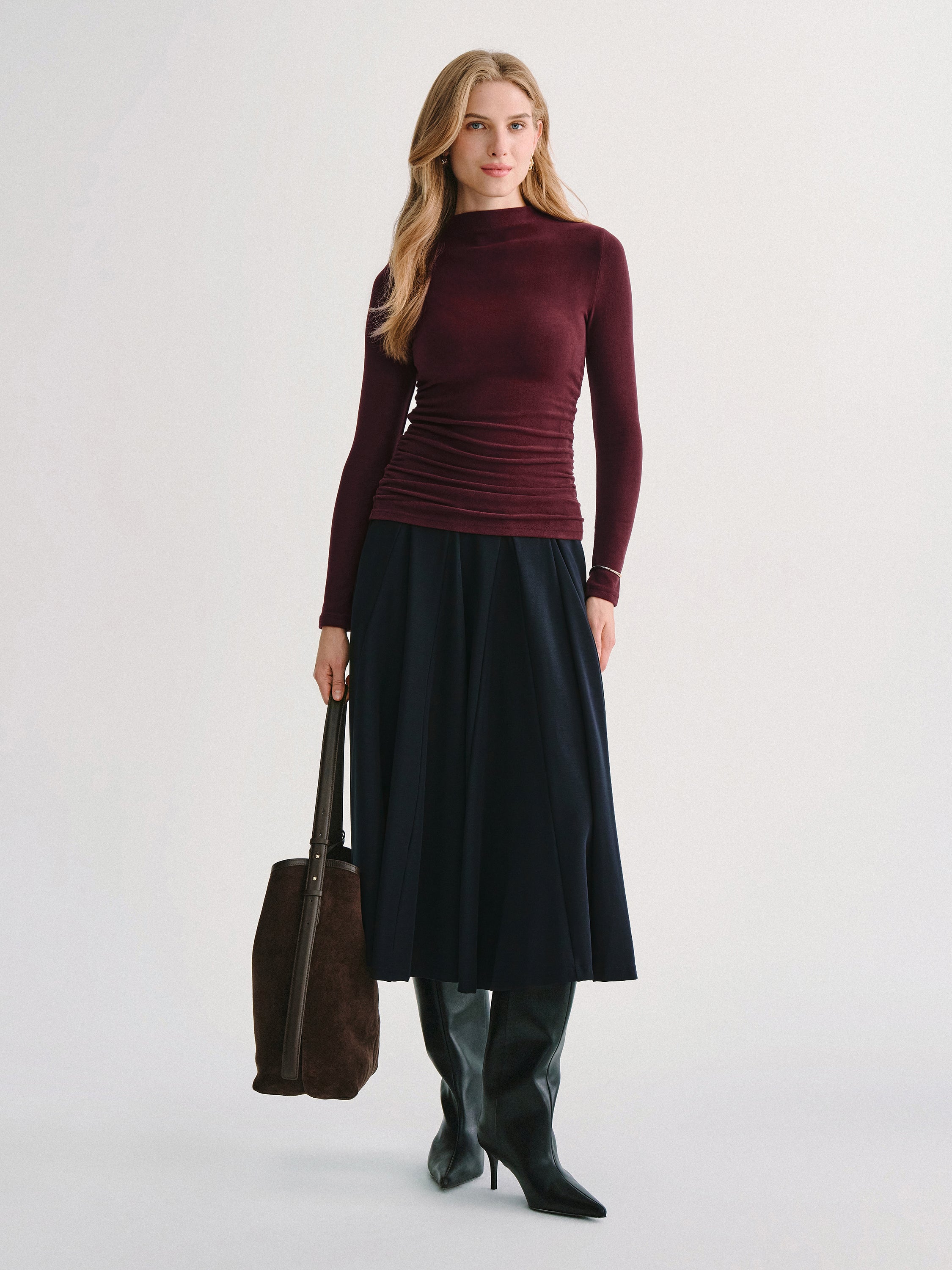 Ogl Eco-Mousse® Thermal Ruched Sides Tuckable Mockneck Top – OGLmove