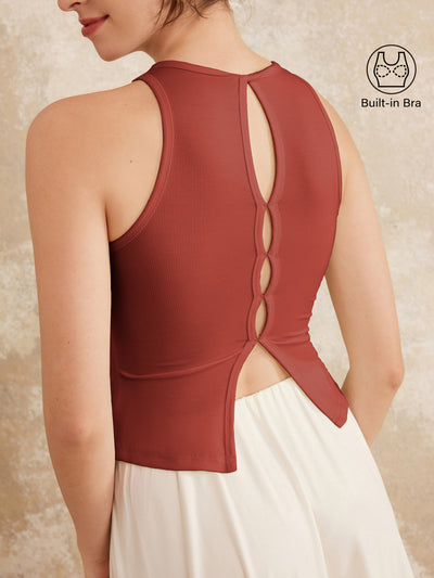 OGLmove Crewneck Cut-out Bandless Bra Tank Terracotta XS