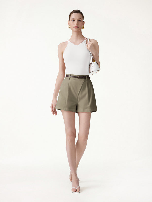 OGLmove Not-See-Thru Linen-Like A-Line Shorts Tate Olive Green XS