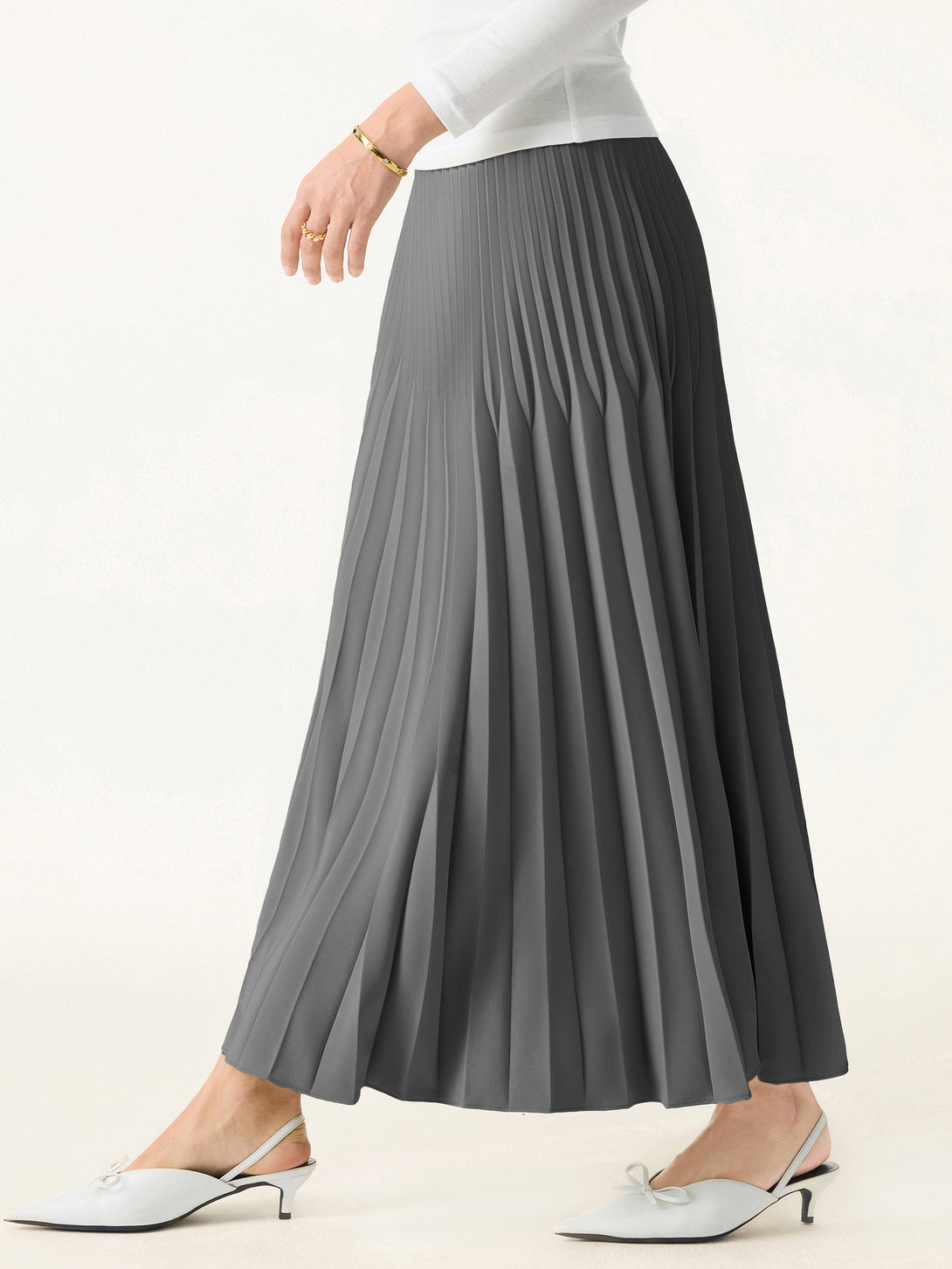 Twirl Pleated A-line Midi Skirt