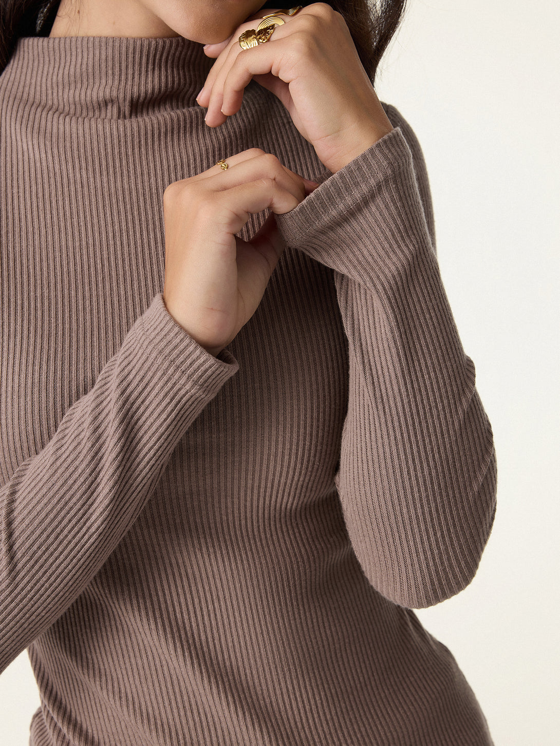 Ribbed Mockneck Long Sleeve Brami