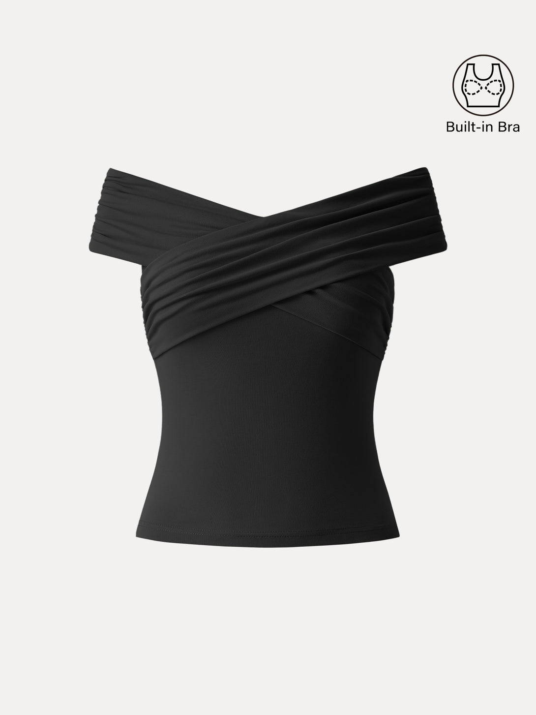 Criss Cross Off Shoulder New Airy Brami Top Black XS