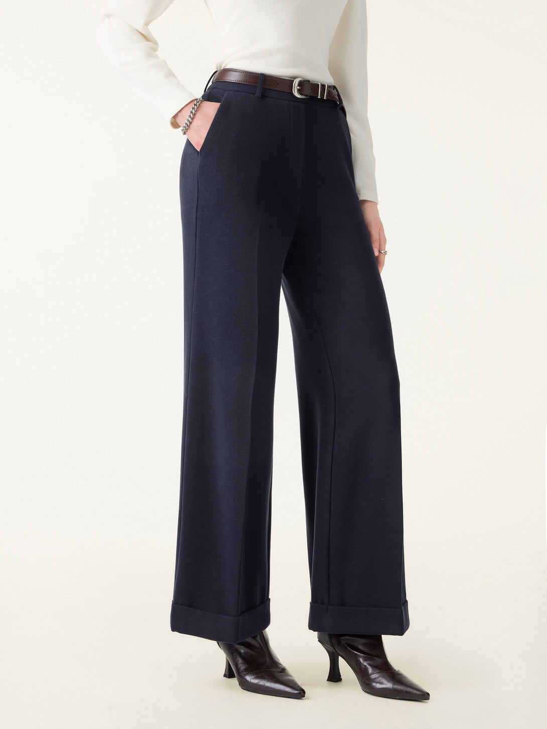 Cozy Warm High Rise Kickout Pull-on Pants with Pockets