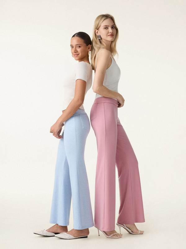 Lyocell Wool Low Rise Pull-on Flared Pants