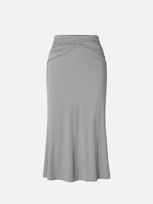Eco-SkinKiss® Ruched Waist Versatile Midi Skirt