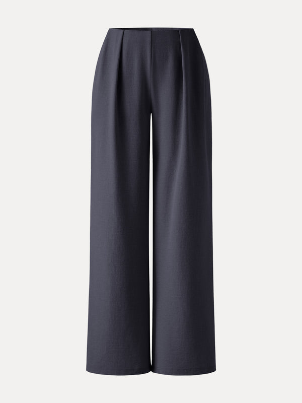 OGLmove Linen Wide Flare Pant with Pockets Regular Black Navy