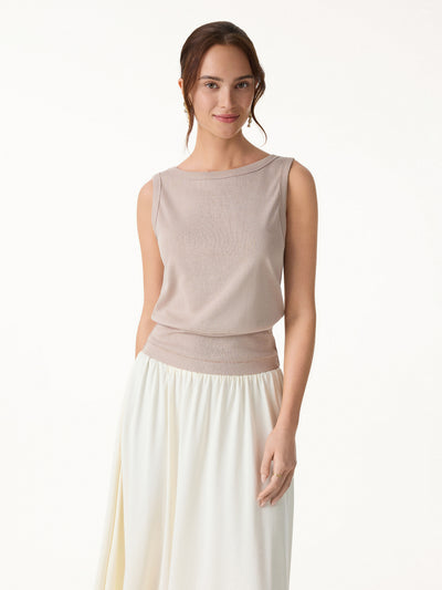 OGLmove Cotton-Linen Blend Reversible Boatneck Low Back Top